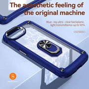 For iPhone 16e TPU + PC Lens Protection Phone Case with Ring Holder(Blue)