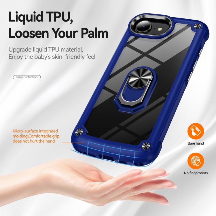 For iPhone 16e TPU + PC Lens Protection Phone Case with Ring Holder(Green)