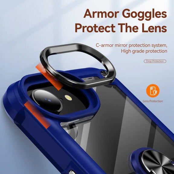 For iPhone 16e TPU + PC Lens Protection Phone Case with Ring Holder(Green)