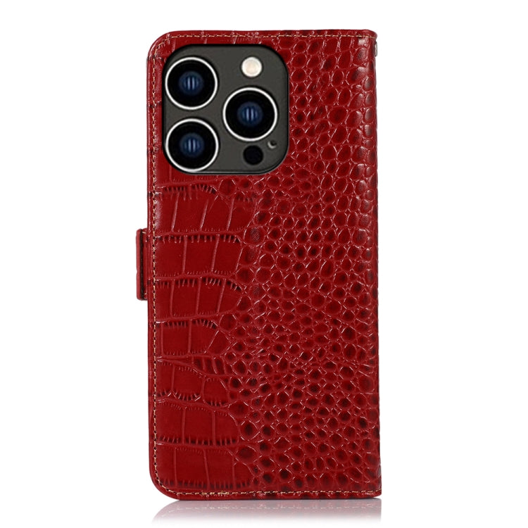 For iPhone 16 Pro Max Crocodile Top Layer Cowhide Leather Phone Case(Red)