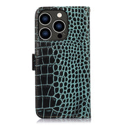 For iPhone 16 Pro Max Crocodile Top Layer Cowhide Leather Phone Case(Green)