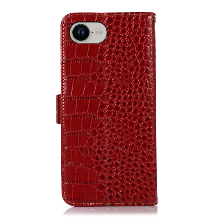 For iPhone 16e Crocodile Top Layer Cowhide Leather Phone Case(Red)