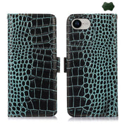 For iPhone 16e Crocodile Top Layer Cowhide Leather Phone Case(Green)