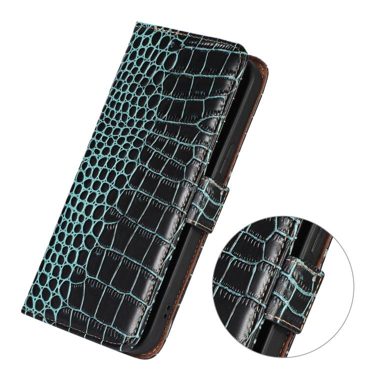 For iPhone 17 Crocodile Top Layer Cowhide Leather Phone Case(Green)