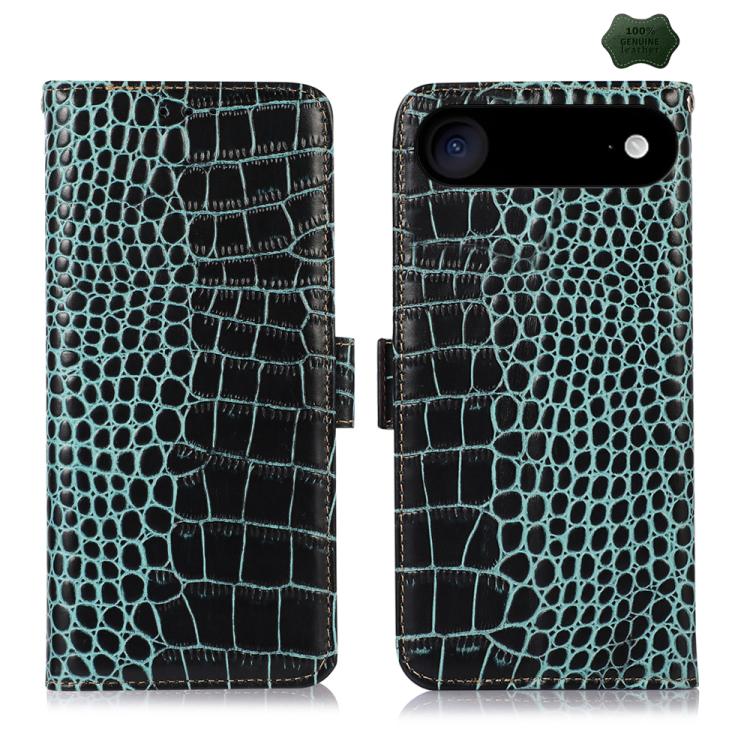 For iPhone 17 Air Crocodile Top Layer Cowhide Leather Phone Case(Green)
