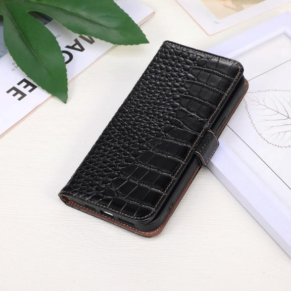 For iPhone 17 Pro Crocodile Top Layer Cowhide Leather Phone Case(Black)