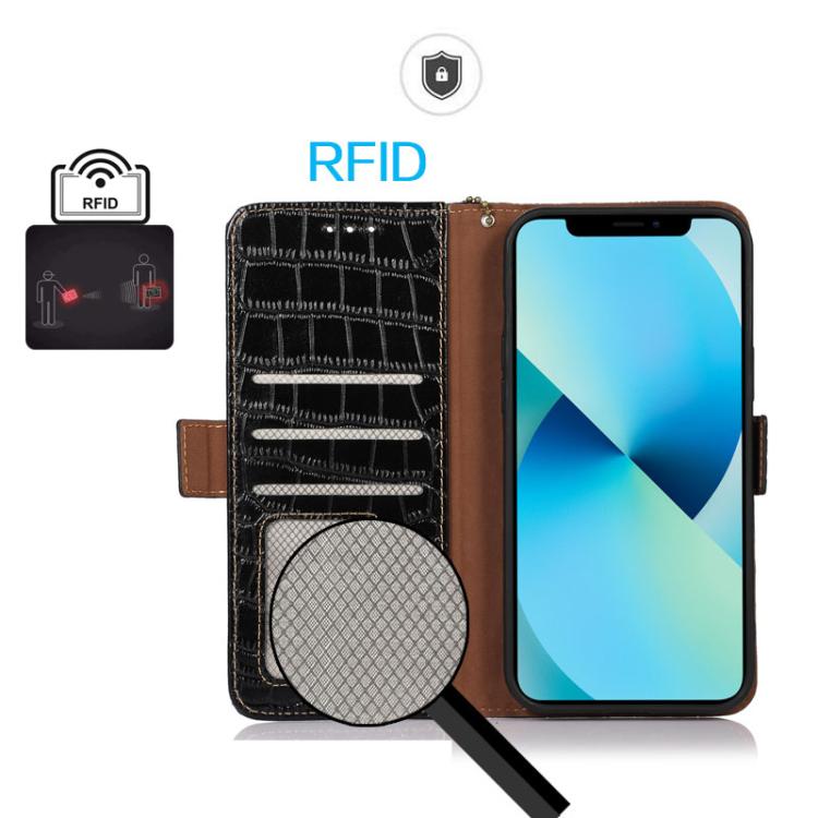 For iPhone 17 Pro Crocodile Top Layer Cowhide Leather Phone Case(Black)