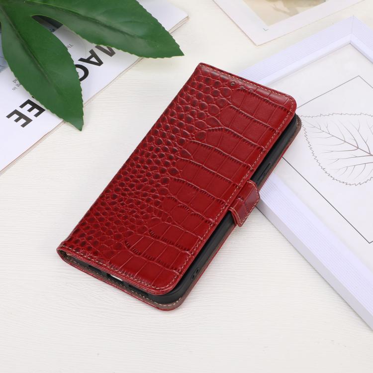 For iPhone 17 Pro Max Crocodile Top Layer Cowhide Leather Phone Case(Red)
