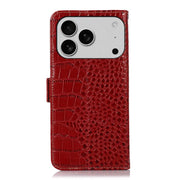 For iPhone 17 Pro Max Crocodile Top Layer Cowhide Leather Phone Case(Red)