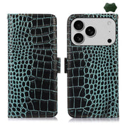 For iPhone 17 Pro Max Crocodile Top Layer Cowhide Leather Phone Case(Green)