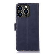For iPhone 16 Pro Max Crazy Horse Top Layer Cowhide Leather Phone Case(Blue)
