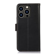 For iPhone 16 Pro Crazy Horse Top Layer Cowhide Leather Phone Case(Black)