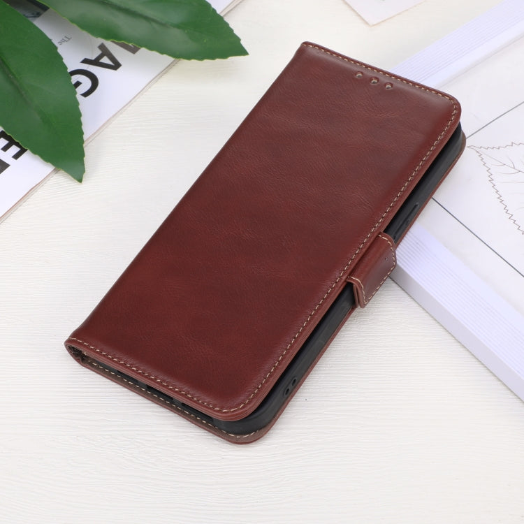 For iPhone 16 Pro Crazy Horse Top Layer Cowhide Leather Phone Case(Brown)
