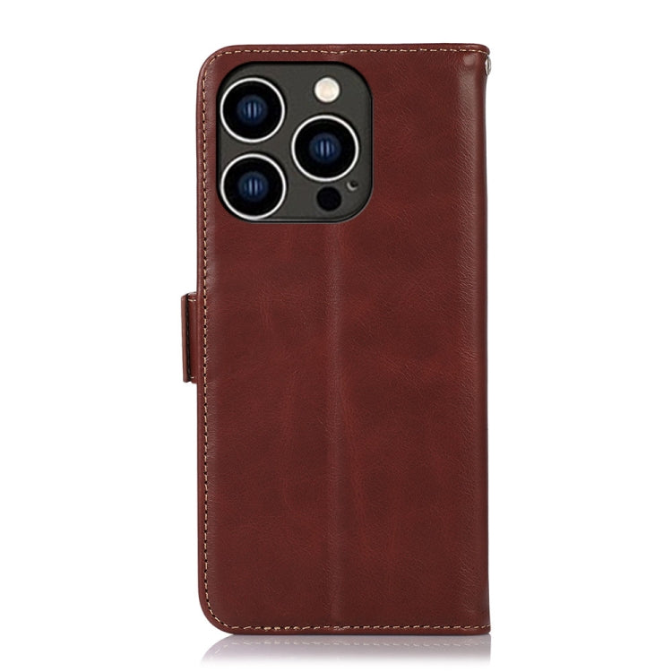 For iPhone 16 Pro Crazy Horse Top Layer Cowhide Leather Phone Case(Brown)