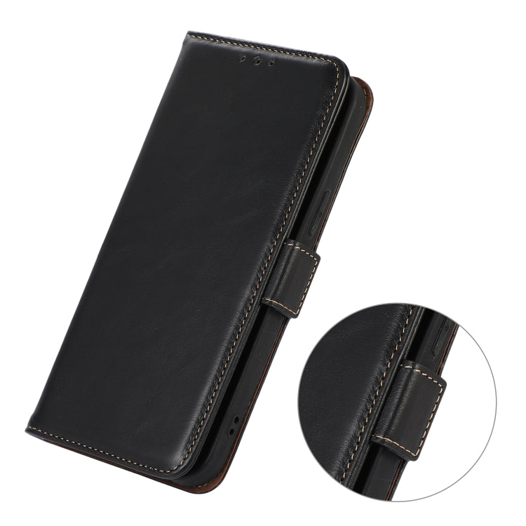 For iPhone 16 Plus Crazy Horse Top Layer Cowhide Leather Phone Case(Black)