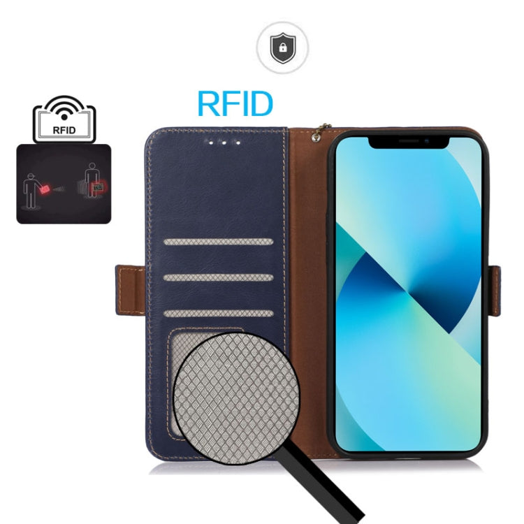 For iPhone 16 Plus Crazy Horse Top Layer Cowhide Leather Phone Case(Blue)