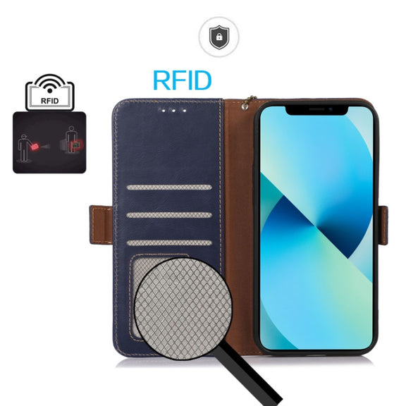 For iPhone 16 Plus Crazy Horse Top Layer Cowhide Leather Phone Case(Blue)