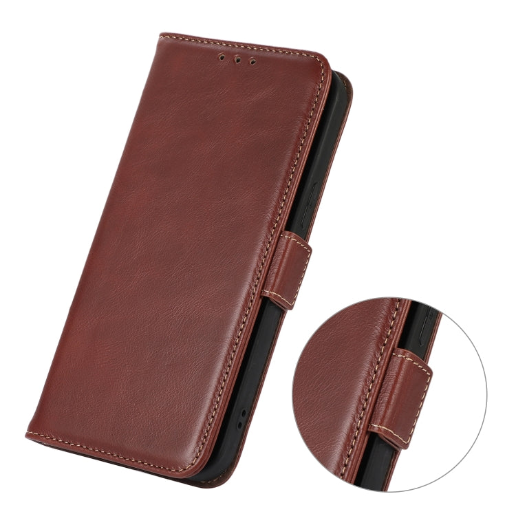 For iPhone 16 Plus Crazy Horse Top Layer Cowhide Leather Phone Case(Brown)
