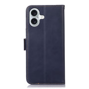 For iPhone 16 Crazy Horse Top Layer Cowhide Leather Phone Case(Blue)