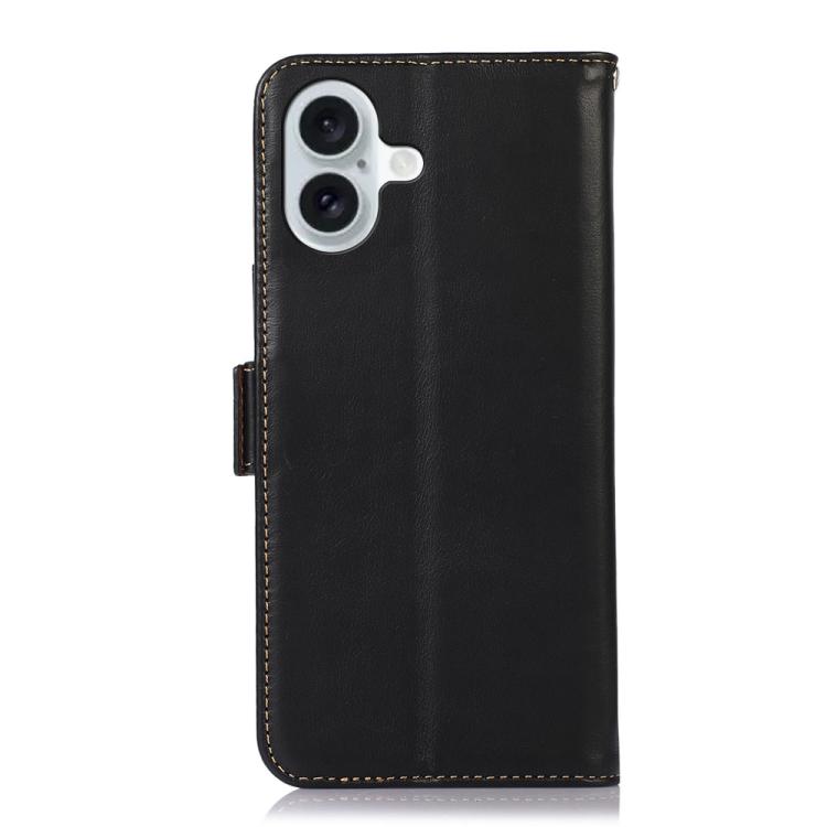 For iPhone 17 Crazy Horse Top Layer Cowhide Leather Phone Case(Black)