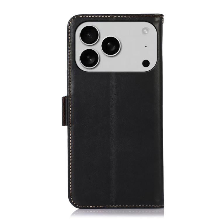 For iPhone 17 Pro Crazy Horse Top Layer Cowhide Leather Phone Case(Black)