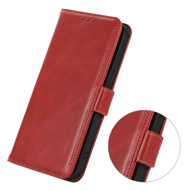 For iPhone 17 Pro Crazy Horse Top Layer Cowhide Leather Phone Case(Red)