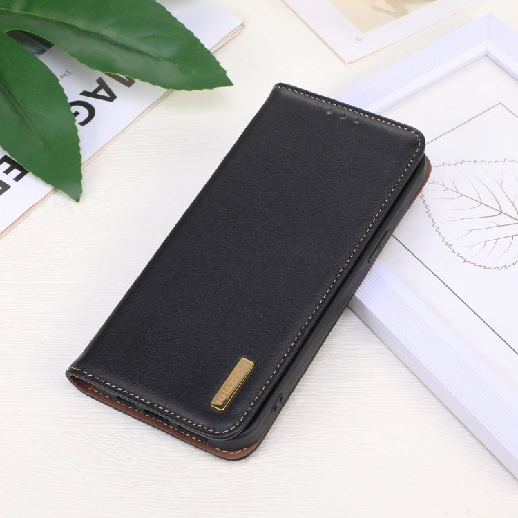 For iPhone 16 Pro Max KHAZNEH Nappa Top Layer Cowhide Leather Phone Case(Black)