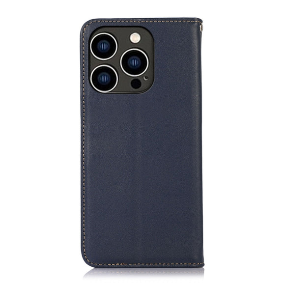 For iPhone 16 Pro KHAZNEH Nappa Top Layer Cowhide Leather Phone Case(Blue)
