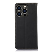 For iPhone 16 Pro KHAZNEH Nappa Top Layer Cowhide Leather Phone Case(Black)