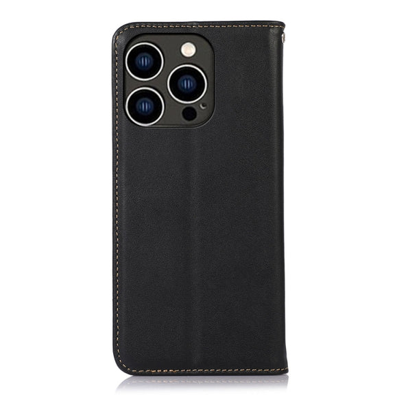 For iPhone 16 Pro KHAZNEH Nappa Top Layer Cowhide Leather Phone Case(Black)