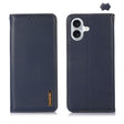 For iPhone 16 Plus KHAZNEH Nappa Top Layer Cowhide Leather Phone Case(Blue) - iPhone 16 Plus Cases by PMC TechLife | Online Shopping South Africa | PMC TechLife | Buy Now Pay Later Mobicred
