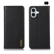 For iPhone 16 Plus KHAZNEH Nappa Top Layer Cowhide Leather Phone Case(Black)