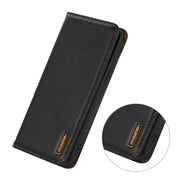 For iPhone 16 Plus KHAZNEH Nappa Top Layer Cowhide Leather Phone Case(Black)