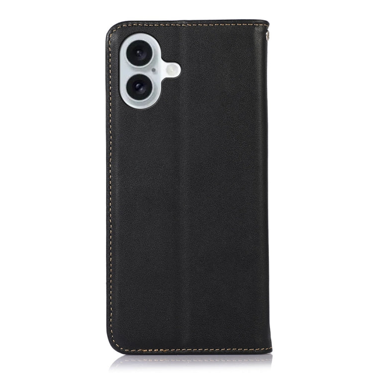 For iPhone 16 KHAZNEH Nappa Top Layer Cowhide Leather Phone Case(Black)