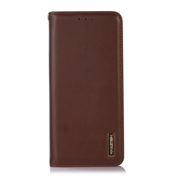 For iPhone 16 KHAZNEH Nappa Top Layer Cowhide Leather Phone Case(Brown)