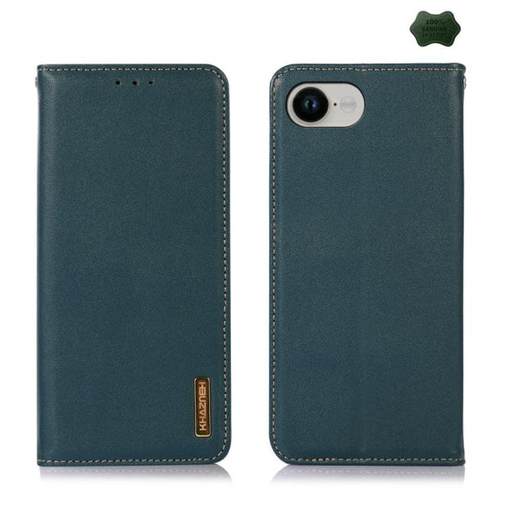 For iPhone 16e KHAZNEH Nappa Top Layer Cowhide Leather Phone Case(Green)