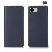 For iPhone 16e KHAZNEH Nappa Top Layer Cowhide Leather Phone Case(Blue)