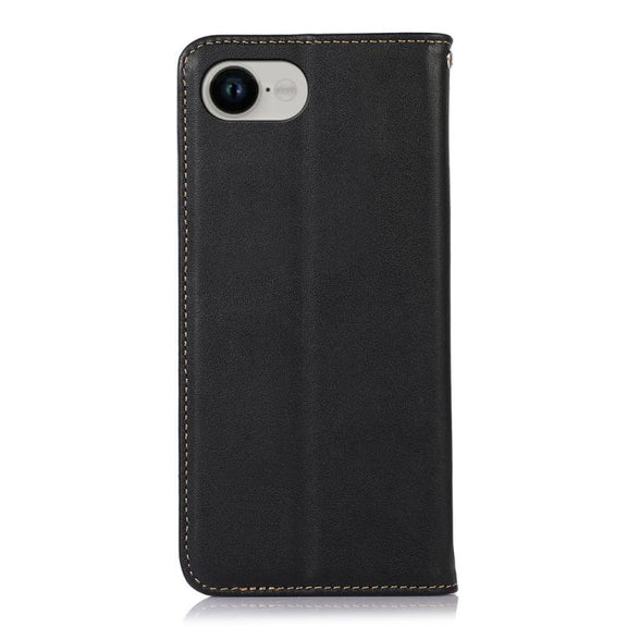 For iPhone 16e KHAZNEH Nappa Top Layer Cowhide Leather Phone Case(Black)