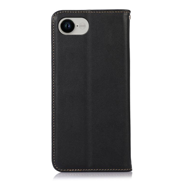 For iPhone 16e KHAZNEH Nappa Top Layer Cowhide Leather Phone Case(Black)