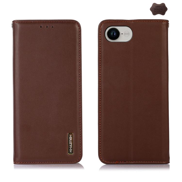 For iPhone 16e KHAZNEH Nappa Top Layer Cowhide Leather Phone Case(Brown)
