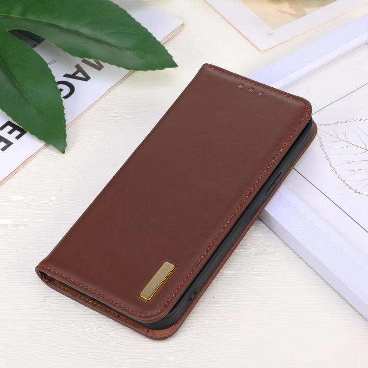 For iPhone 16e KHAZNEH Nappa Top Layer Cowhide Leather Phone Case(Brown)