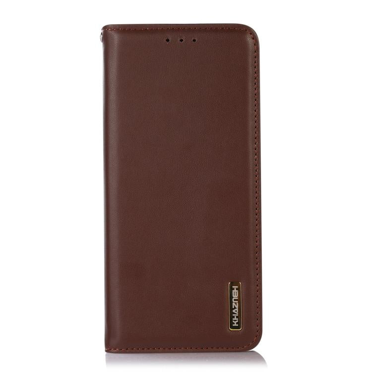 For iPhone 16e KHAZNEH Nappa Top Layer Cowhide Leather Phone Case(Brown)
