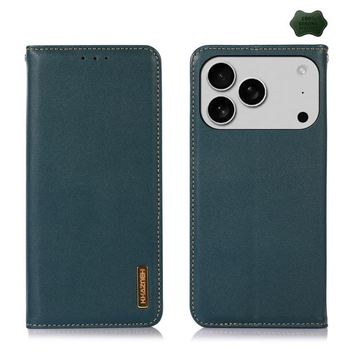 For iPhone 17 Pro KHAZNEH Nappa Top Layer Cowhide Leather Phone Case(Green)