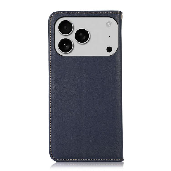 For iPhone 17 Pro KHAZNEH Nappa Top Layer Cowhide Leather Phone Case(Blue)