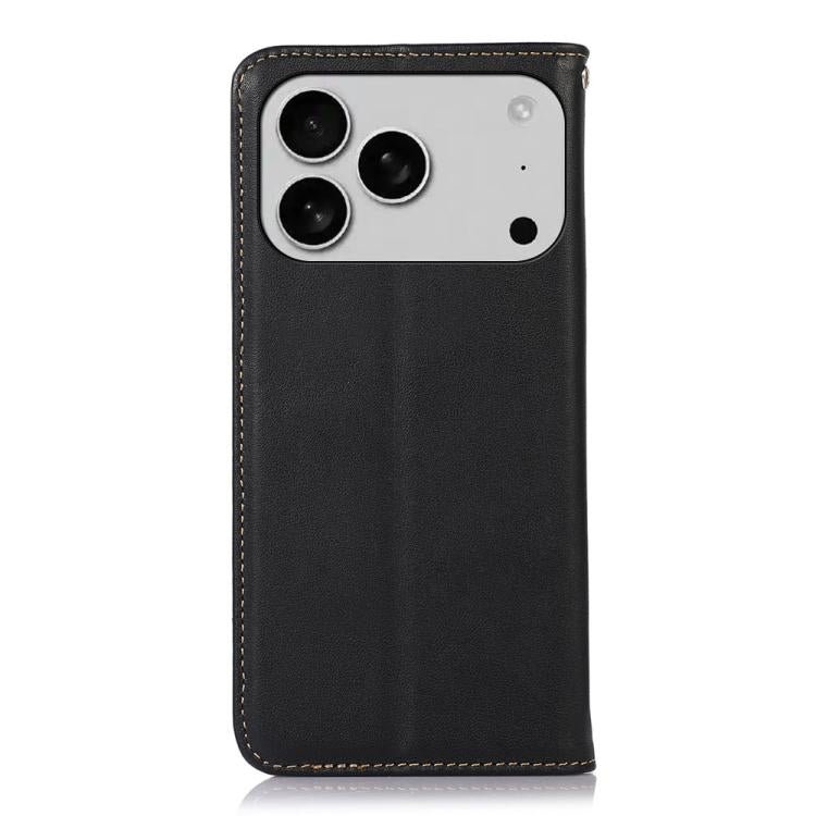 For iPhone 17 Pro KHAZNEH Nappa Top Layer Cowhide Leather Phone Case(Black)