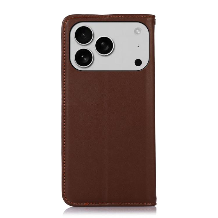 For iPhone 17 Pro Max KHAZNEH Nappa Top Layer Cowhide Leather Phone Case(Brown)