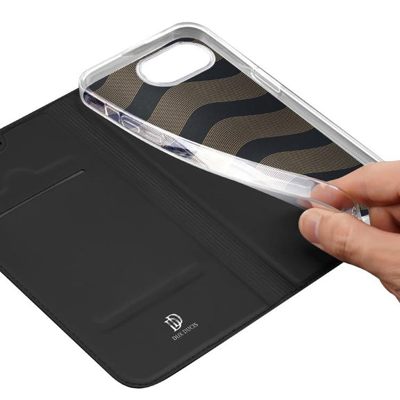 For iPhone 16e DUX DUCIS Skin Pro Series Flip Leather Phone Case(Black)