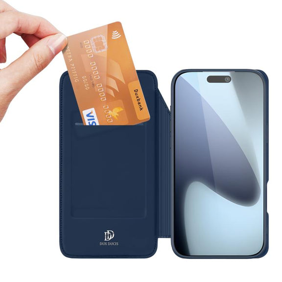 For iPhone 17 Pro DUX DUCIS Skin Pro Series Flip Leather Phone Case(Blue)