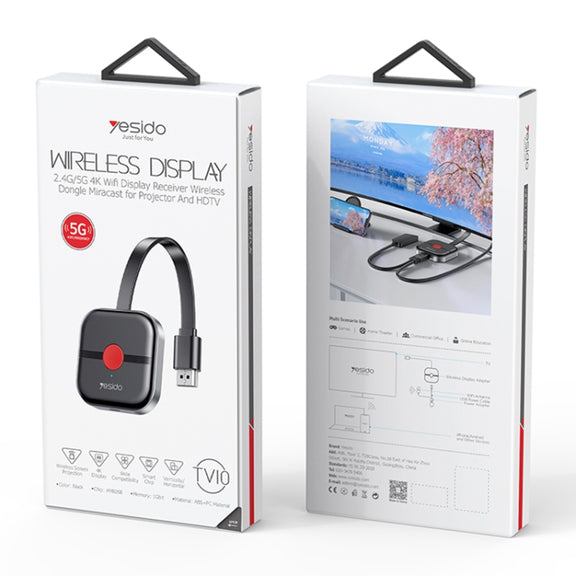 Yesido TV10 HD Wireless Screen Display Receiver, Specification:5G+4K(Black)