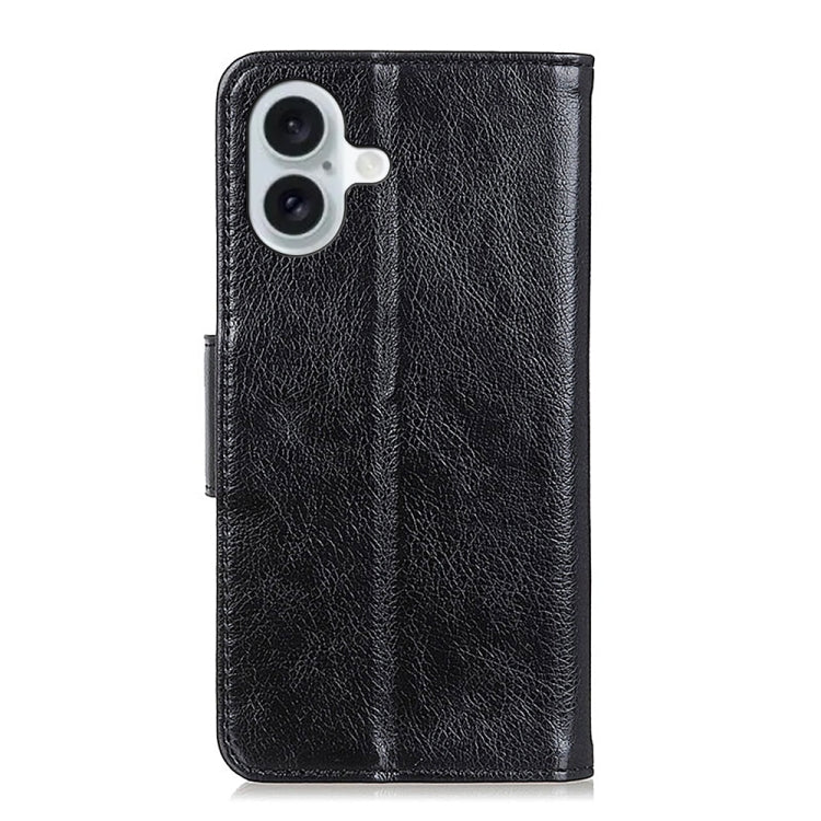 For iPhone 16 Plus Nappa Texture Leather Case(Black)